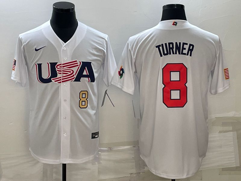 Men 2023 World Cub USA #8 Turner White Nike MLB Jersey3->more jerseys->MLB Jersey